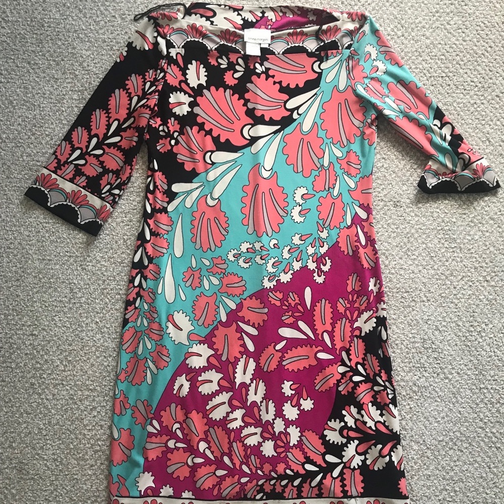 Donna Morgan 3/4 Sleeve Mod Abstract Shift Dress
